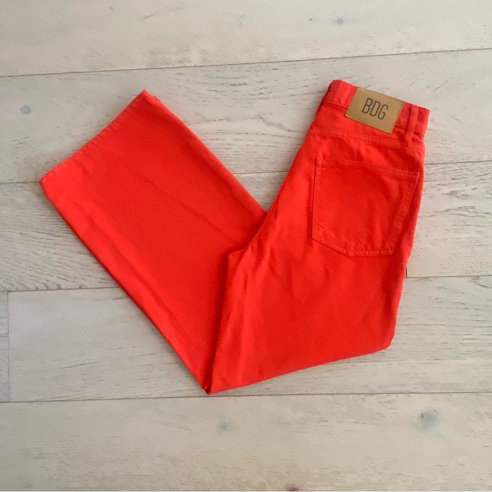 BDG High & Wide Jeans Size 27 Red Orange High Rise Wide Leg Denim EUC - Picture 2 of 12